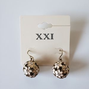 Light Pink & Gold Floral Ball Earrings